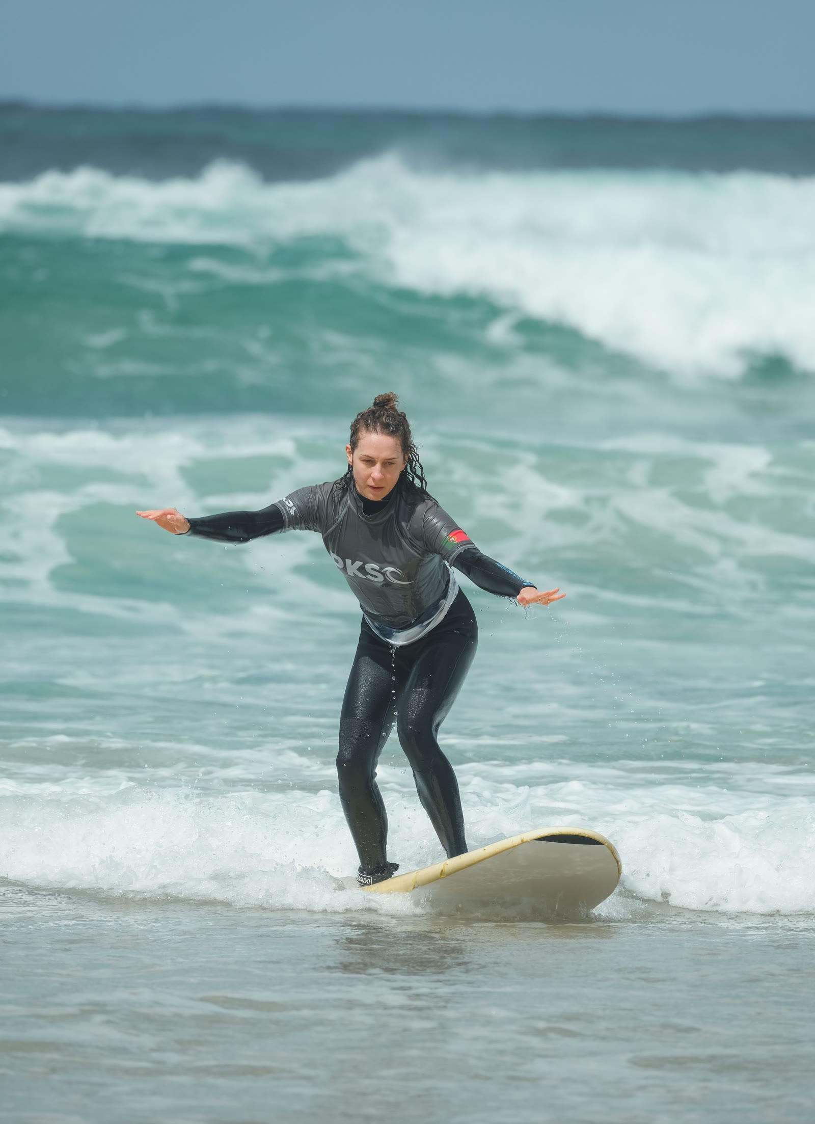 Surfer riding a wave