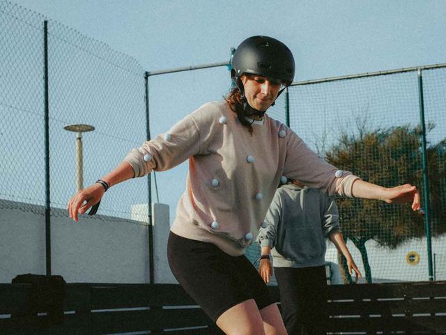 A surfskate session on the ramp at the camp